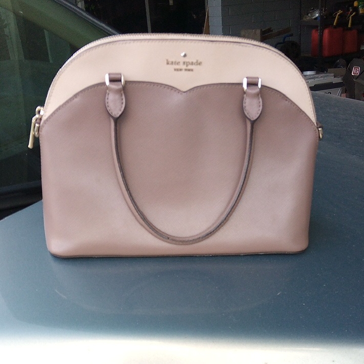 Kate Spade Taupe And Cream Satchel Purse